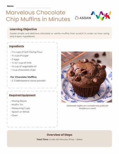 ASDAN Food Wise Chocolate Chip Muffin Recipe
