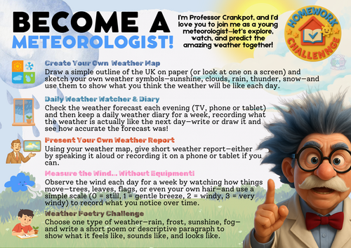 Become a Meteorologist with Professor Crankpot! KS2 Homework Challenge