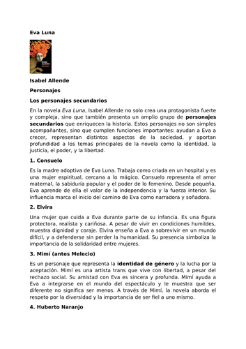 Eva Luna by Isabel Allende – Characters – The secondary characters