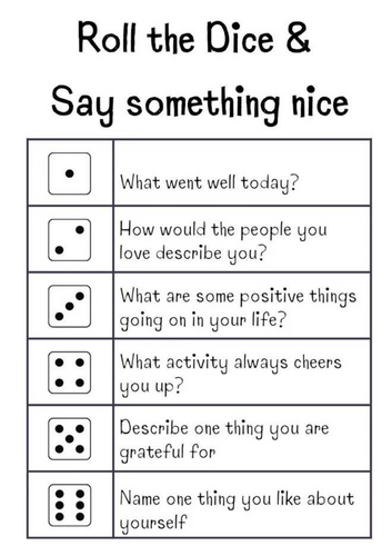 Roll the dice and say Something Nice Activity