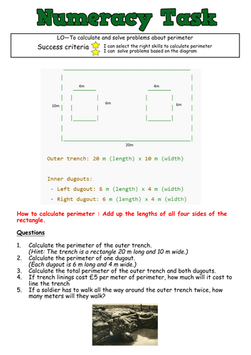 Numeracy Tasks for WW1
