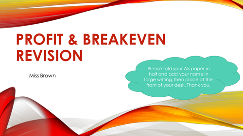 Profit & Breakeven Analysis Revision - A Level Business