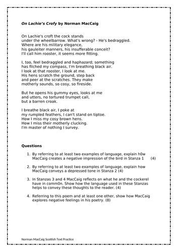 On Lachie's Croft: Practice Paper and Annotations