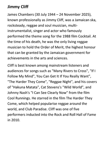 Jimmy Cliff Handout