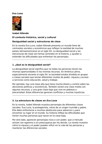 Eva Luna by Isabel Allende – Social Inequality and Class