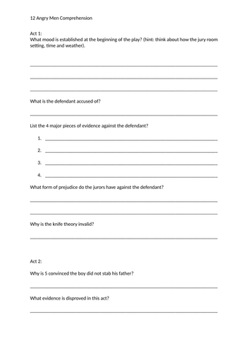 12 Angry Men Comprehension