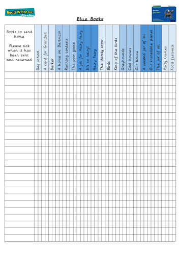 Read Write Inc. Storybook Tracking Sheets (All Groups Included)