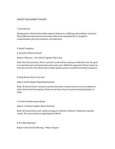 Parent Engagement Toolkit - Reduce complaints before they happen (TEACHER ESSENTIALS)