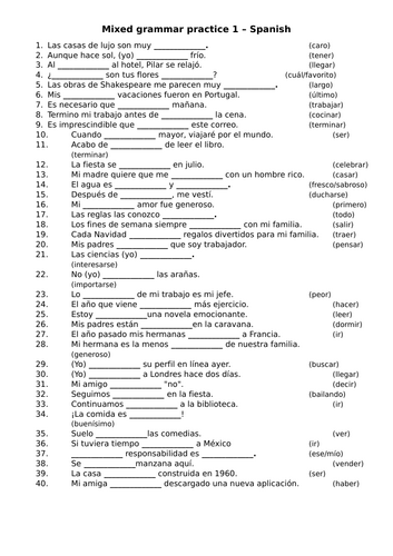Spanish mixed grammar practice