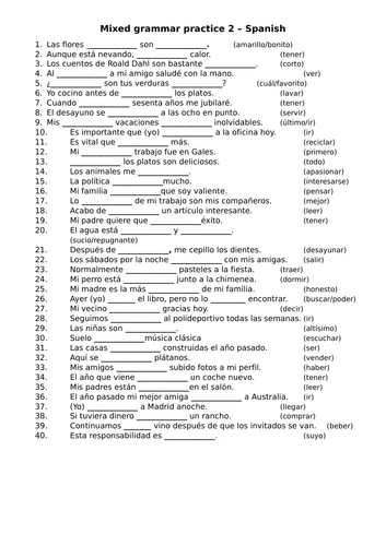 Mixed grammar practice 2