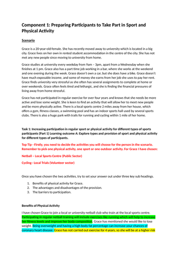 BTEC Tech Award in Sport (Level 2) - Component 1 Teachers Guide to all Tasks