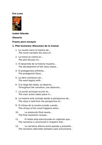 Eva Luna by Isabel Allende – Useful Phrases for Essays