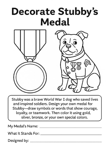 Decorate Stubby’s Medal Activity