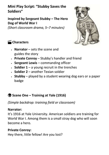 Mini Play Script: “Stubby Saves the Soldiers”
