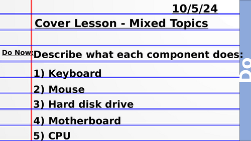 KS3 Computing Cover Lesson