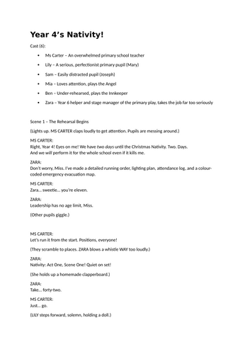 'Nativity' Script for KS3 or 4