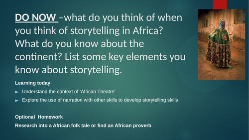 Yr 7 African style theatre - Anansi