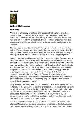 Macbeth by William Shakespeare – Detailed Summary