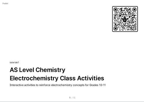 FREE Activities - Cambridge AS Level Chemistry - Unit 6 Electrochemistry