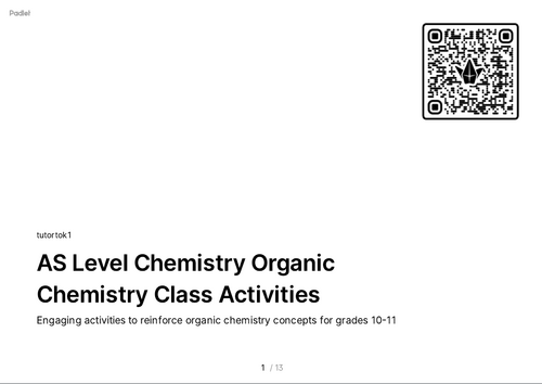 AS Level chemistry FREE resource - Unit 13 Organic chemistry | Teaching ...