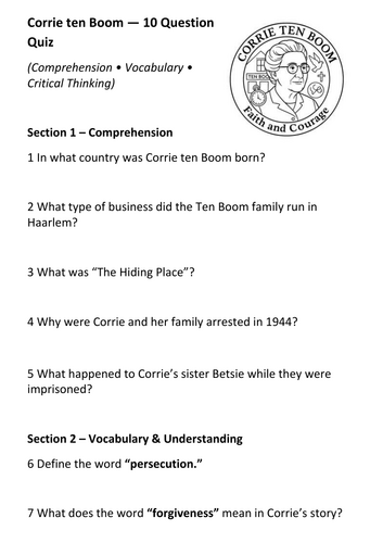Corrie ten Boom Quiz