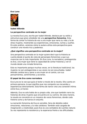 Eva Luna by Isabel Allende – Narrative Perspective