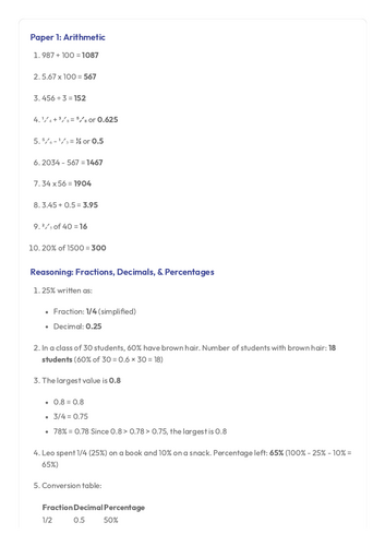 Year 6 SATS Style Maths Practice 2