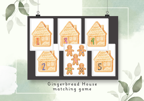 Gingerbread House matching game numbers 1-5