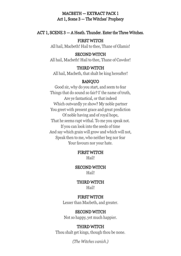 Macbeth Key Extracts (5 Extracts) | 10-Step Close Reading Annotation Pack | GCSE English Literature