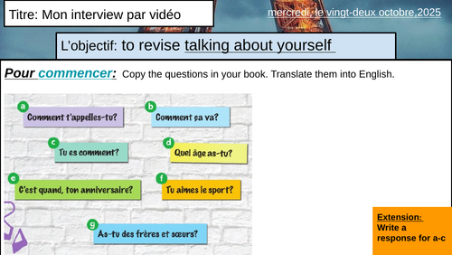 Complete Dynamo 1 (Module 1-La Rentrée ) Lesson Pack | Year 7 French| Ready to Teach Lessons
