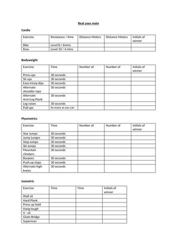 Beat your mate - fitness, Gym,