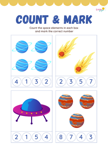 Space Count & Mark Numbers Worksheet Set – EYFS / KS1 Early Maths (Counting to 10)