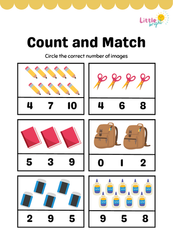 Count and Match Worksheet – EYFS / KS1 Early Maths (Counting & Number Recognition)