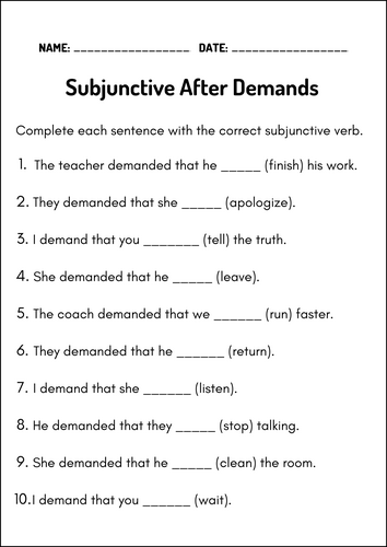 Subjunctive Mood Made Simple – Grammar Worksheets & Practice Activities