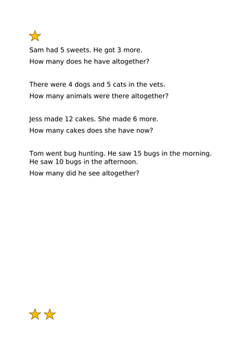 Addition Worded Problems