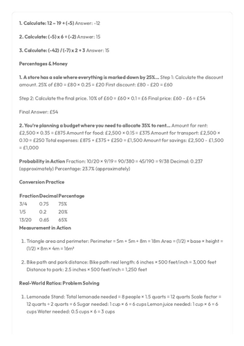 GCSE Foundation Maths Practice - Non Calculator