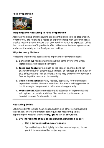 Weighing and Measuring – Accurate Measurement of Liquids and Solids