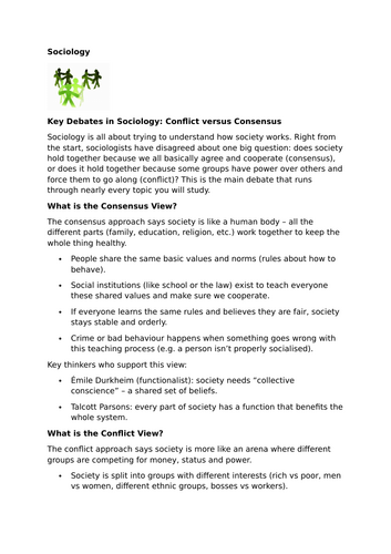 Key Debates in Sociology: Conflict versus Consensus