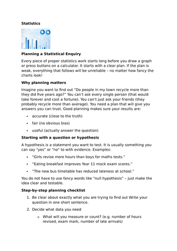 Planning a Statistical Enquiry