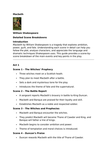 Macbeth by William Shakespeare – Detailed Scene Breakdowns