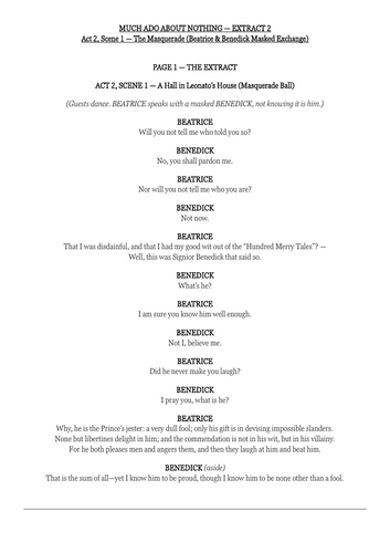 Much Ado About Nothing Key Extracts (5 Extracts) | 10-Step Annotation Pack