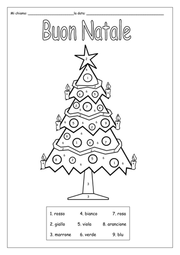 ITALIAN - NATALE - Christmas colour by numbers