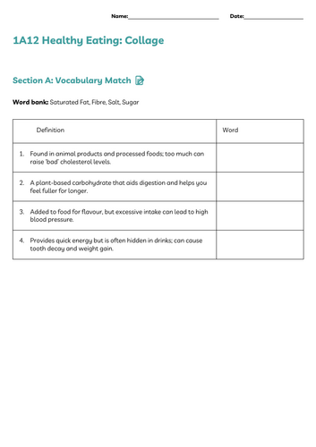 ASDAN Foodwise Short Course – Module 1 A Tasks (1A1–1A12) Healthy Eating