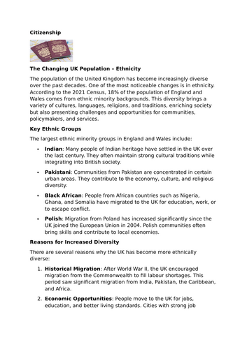 The Changing UK Population – Ethnicity