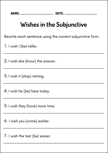 Subjunctive Mood Made Simple – Grammar Worksheets & Practice Activities