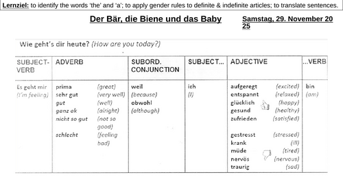 German definite articles Stimmt 1