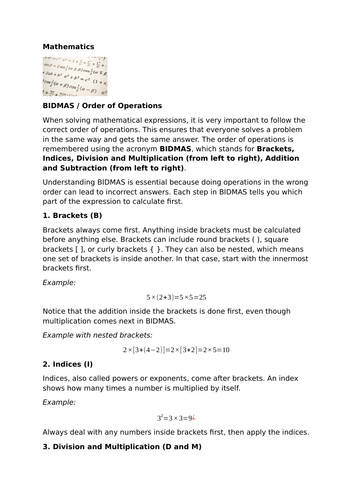 BIDMAS / Order of Operations