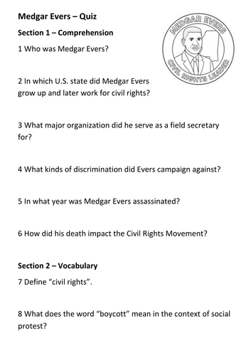 Medgar Evers Quiz