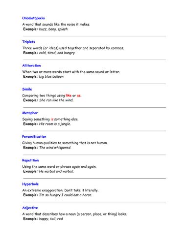 Fun Language Device Activity for GCSE Language Paper 1 Q2, Language Features