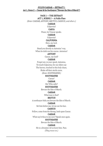 Julius Caesar Key Extracts (5 Extracts) | 10-Step Annotation Pack